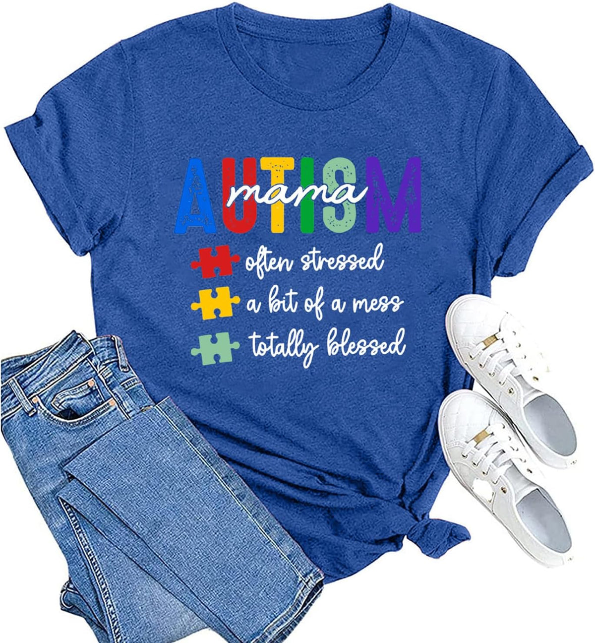 MAIHUN Autism Awareness Shirt for Women - Accept, Understand, Love Autism - Teacher Tshirt - Support Month Tee