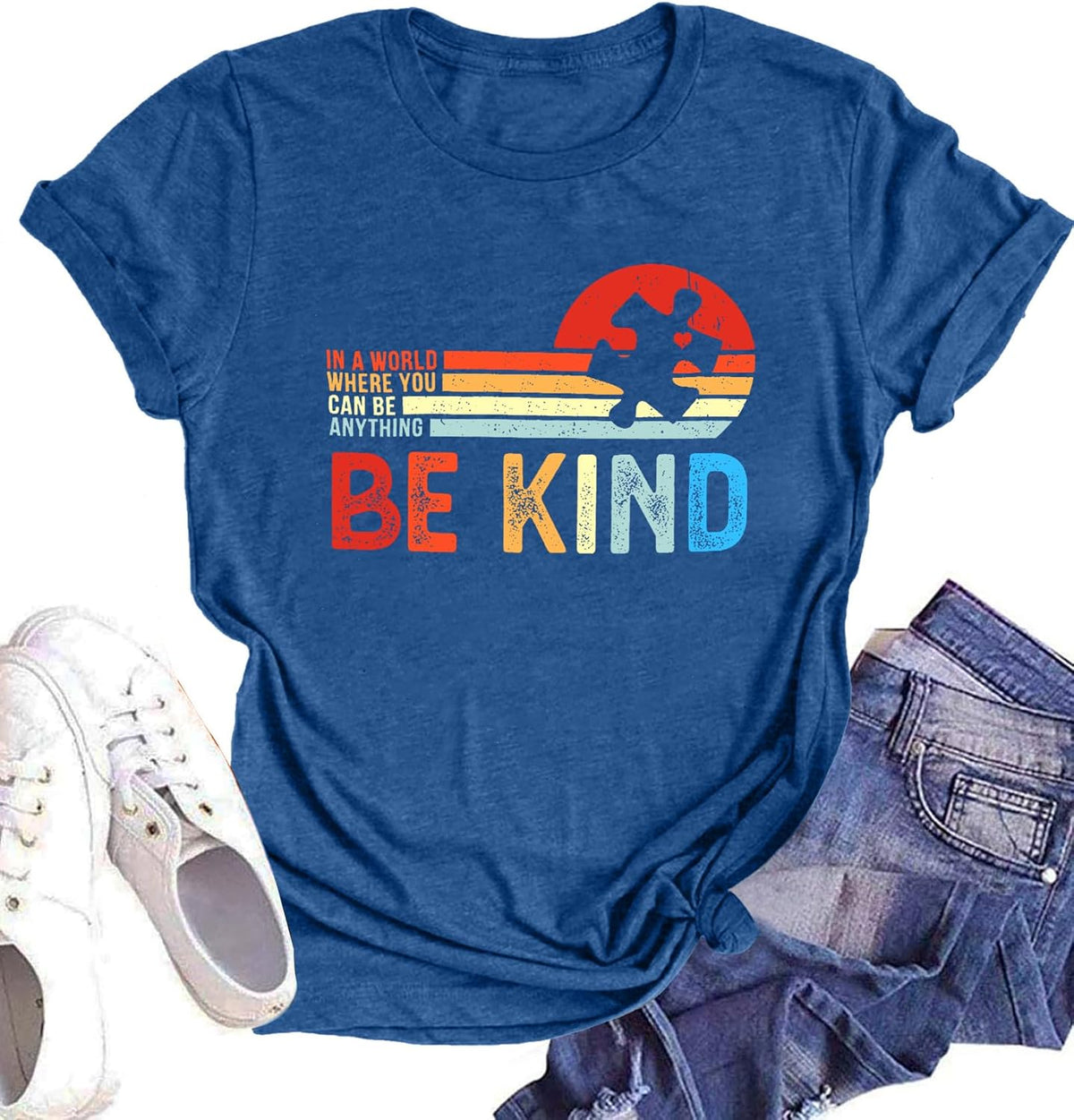 Autism Awareness Shirt Women : Be Kind Autism T Shirts Puzzle Graphic Autistic Support Tee Autism Acceptance Tops