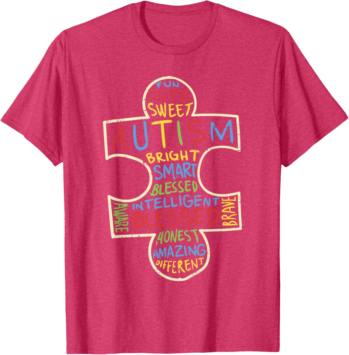 Autism Awareness Shirt Puzzle Piece Words Autistic Gift