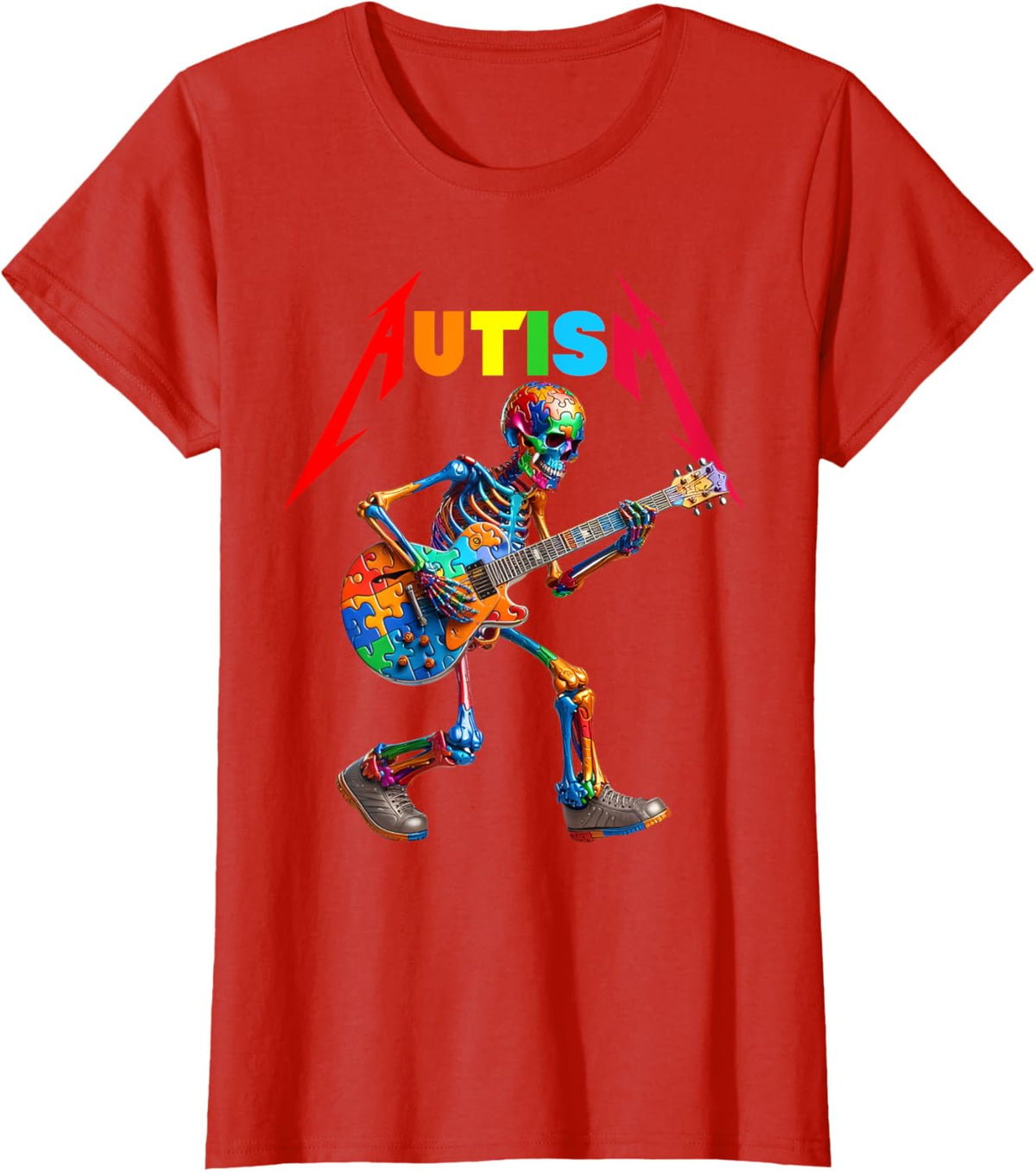 Autism Skeleton Guitar Rock Puzzle Music Autism Awareness