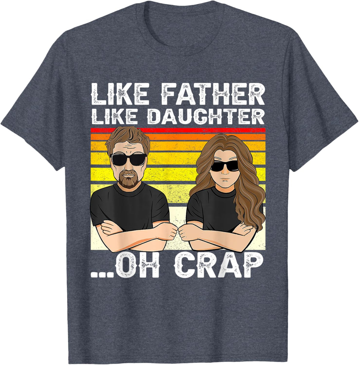 Vintage Retro Dad and Daughter Family Matching Tee - Like Father Like Daughter Oh Crap - Funny Fathers Day T-Shirt - Black - Women's - Small - Short Sleeve - Cotton 100%